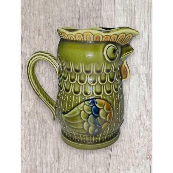 Vintage
Trimont Ware Avocado Green Rooster Creamer Pitcher Made In Japan - Picture 1 of 10